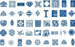 青花瓷纹样圆环图案AI矢量素材