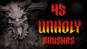45+动物犄角牙齿尖刺皮肤舌头眼睛骷髅嘴触角笔刷 Zbrush + Blender 45 Unholy Brushes