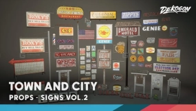 【UE】标牌VOL.2城镇与城市标牌  Signage VOL.2 – Town and City (Nanite and Low Poly)