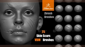 皮肤伤疤刀疤割伤伤口笔刷 ZBrush Scars VDM Brush
