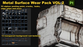 66款金属表面做旧Alpha掉漆磨损生锈腐蚀泄漏污损 Metal Surface Wear Pack VOL 2