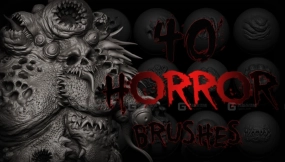 40+恐怖怪物丧尸僵尸笔刷 Zbrush + Blender - 40 Horror VDM Brush