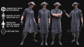 【UE】男性战士 - 模块化 - 已绑定骨骼  Man Warrior - Modular - Rigged