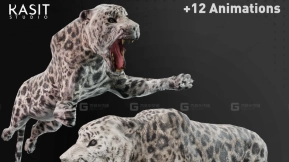 雪豹动画绑定  Snow Leopard Animted Riged