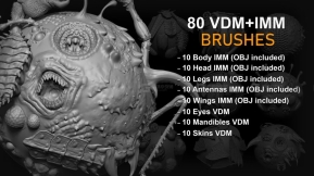 80个昆虫生物皮肤四肢翅膀笔刷 Zbrush + Blender - 80 Insectoid Creature Brush mega Pack