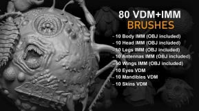 80个昆虫生物皮肤四肢翅膀笔刷 Zbrush + Blender - 80 Insectoid Creature Brush mega Pack