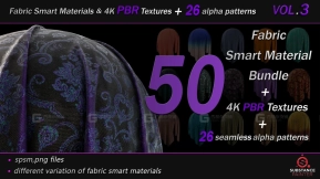 50款Substance Painter专属SPSM智能材质：花纹布料、丝绸织物与蕾丝服饰SP材质包