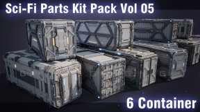 6个科幻集装箱模型 Sci-Fi Parts Kit Pack Vol 05 Container-PBR
