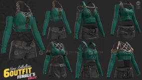 6+女士皮衣牛仔短裤