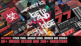 赛博朋克科技感风格元素图片素材 Artstation – 360+ CyberPunk Decals Bundle