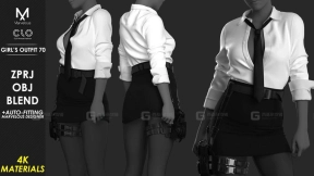 制服衬衫领带短裙职业套装