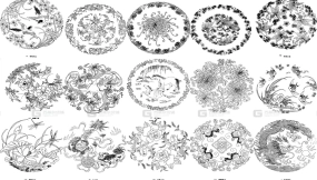古典苏绣图案纹样AI矢量素材