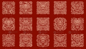 中式传统龙年春节神龙图腾印章纹样AI矢量素材