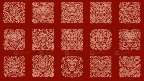 中式传统龙年春节神龙图腾印章纹样AI矢量素材