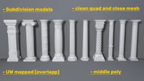 10+复古石柱柱子2 Columns Collection 2 - 10 Pieces