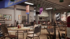 【UE】大学食堂餐厅后厨桌椅吧台大厅环境  University Cafeteria Environment