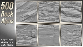 ZBrush岩石雕刻3D模型专项视频教程+配套石头ZB专属雕刻笔刷 Life Time Rock And Stone Alphas Library ( 500 High Quality Alphas )