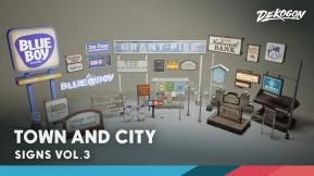 【UE】标识标牌VOL.3小镇风格 Signage VOL.3 – Small Town (Nanite and Low Poly)