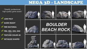 灰色卵石海滩岩石合集210110 - Gray Boulder Beach Rock Collection 210110