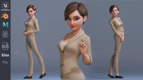 艾莎卡通女孩绑定模型3D模型 Elsa Cartoon Girl Rig