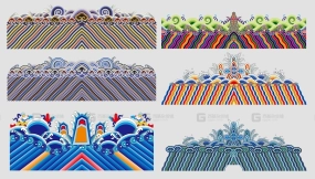 江崖海水纹底纹图案 官服龙袍下摆袖口刺绣 AI矢量设计素材