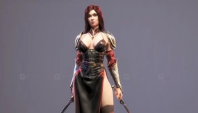 女战士Blender角色模型低膜 Female Warrior Blender Character Model Low Polygon