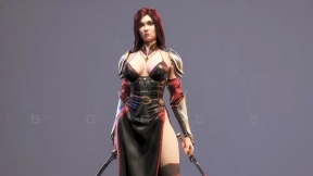 女战士Blender角色模型低膜 Female Warrior Blender Character Model Low Polygon