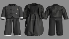 3套男士舞台潮流服装皮衣套装外套模型