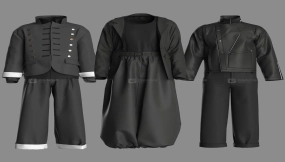 3套男士舞台潮流服装皮衣套装外套模型