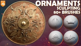 83种欧式浮雕花纹装饰雕刻笔刷 Blender Ornaments Brushes Asset Browser