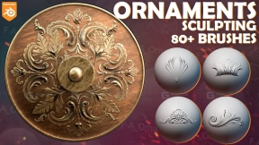 83种欧式浮雕花纹装饰雕刻笔刷 Blender Ornaments Brushes Asset Browser