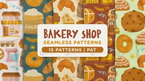 Bakery Shop Seamless Pattern 面包店无缝图案