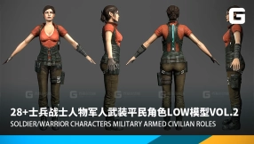 28+士兵战士人物军人武装平民角色low模型vol.2