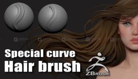 10个卡通风格化头发曲线毛发曲线笔刷 Special curve hair brush