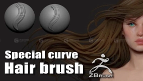 10个卡通风格化头发曲线毛发曲线笔刷 Special curve hair brush