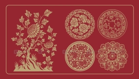 中国传统古典花草团花花边矢量纹样图片素材