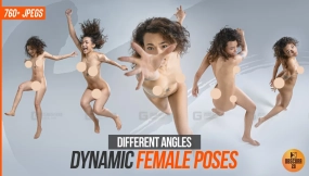 760+动态不同角度果体女性参考图片 760 Dynamic Female Poses + Different Angles