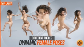 760+动态不同角度果体女性参考图片 760 Dynamic Female Poses + Different Angles