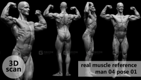扫描男性肌肉结构身体模型04 3D scan real muscleanatomy Man04 pose 01