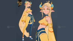 动漫金发精灵奇幻女孩-绑定版-Anime Blonde Elf Fantasy Girl-Rigged