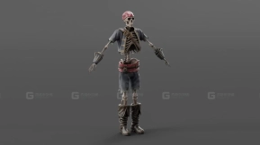 幽灵海盗骷髅未绑定  Haunted Buccaneer Skeleton Unrigged