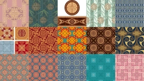 中式古典花纹背景纹理与包装图案设计素材