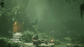 奇幻迷雾森林垂钓角落模型blender工程 Fantasy Mist Forest Fishing Corner Model Blender Project