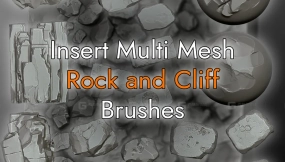 写实岩石墙壁悬崖笔刷 Zbrush Insert MultiMesh Rock and Cliff Brushes