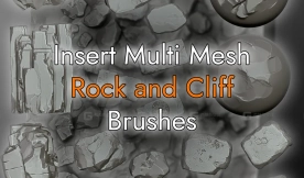 写实岩石墙壁悬崖笔刷 Zbrush Insert MultiMesh Rock and Cliff Brushes
