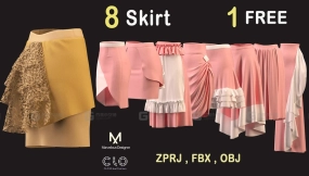 8套女士裙子长裙短裙包臀裙模型合集 Women's skirt collection