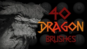 40+恐龙皮肤鳞片眼睛触角笔刷 Zbrush + Blender - 40 Dragon VDM Brush