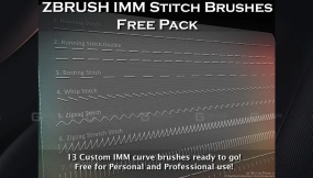 zbrush针脚缝线笔刷 Zbrush IMM Stitch Brushes - Free Pack
