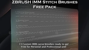 zbrush针脚缝线笔刷 Zbrush IMM Stitch Brushes - Free Pack