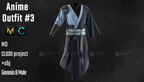 国风男士古装汉服模型 Anime Ourfit #3. Marvelous Designer